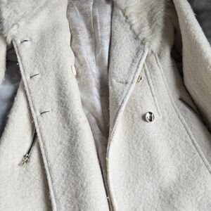 Elegant Cream Wool Women's Coat
